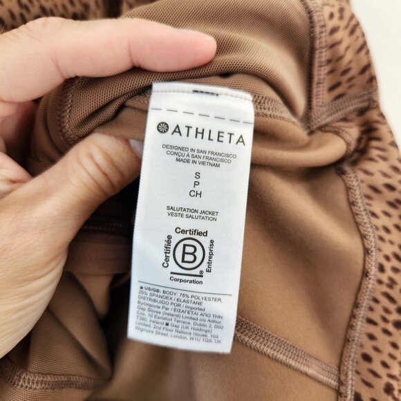 Athleta Salutation Jacket Leopard Print Full Sleeve Stretch Athletic Workout S - Picture 11 of 12